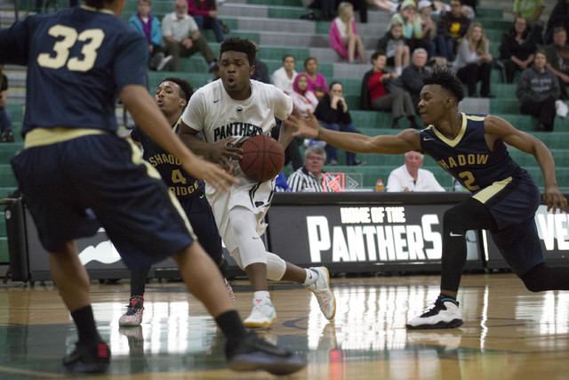 Palo Verde senior Joshua Darling drives the ball to the basket at Palo Verde High School on ...