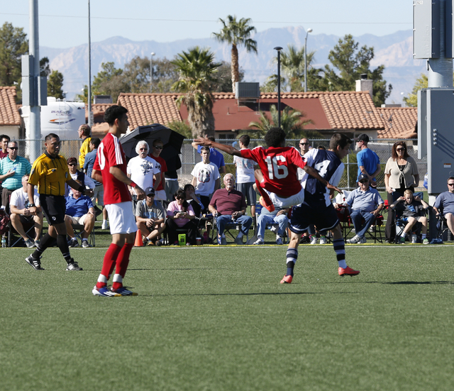 Valley’s Abel Tesfa (16) has a hard collision with Foothill’s Aaryn Corneos (4) ...