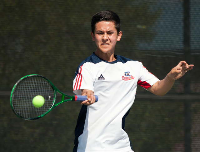 Coronado’s Kyle Harris competes in doubles during the Sunrise Region boys team champio ...