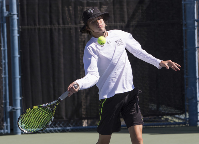 Palo Verdeճ Sam Soderbergh plays against Desert Oasis sophomore Josh Sharman in the Cl ...