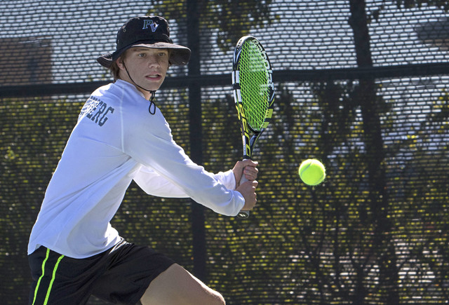 Palo Verde’s Sam Soderbergh plays against Desert Oasis sophomore Josh Sharman in the ...