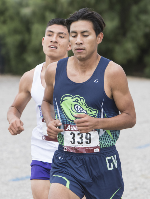 Omar Rubio, right, and Omar Aguilar Espinoza lead the Regional 4A Sunrise Boys cross country ...