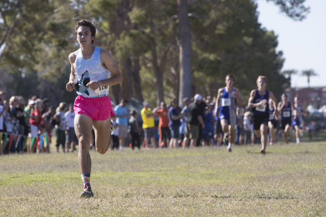 John Munyan finishes second during the boys 4A NIAA State Championship meet at Craig Ranch P ...