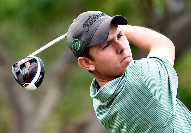 Palo Verde’s Cameron Meeks tees off on the first tee during the first round of Divisio ...