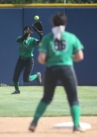 Rancho’s Jahnae Davis Houston makes a play against Reed High School during NIAA DI sof ...