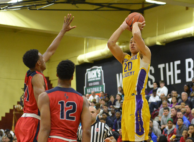 Montverde Academy Eagles senior Ben Simmons (20) shoots the ball over a Findlay Prep Pilots ...