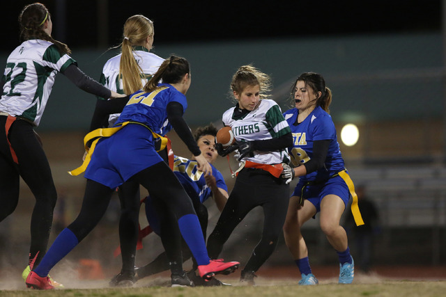 Palo Verde sophomore Cameron Gerek is tagged out during a game at Sierra Vista High School o ...