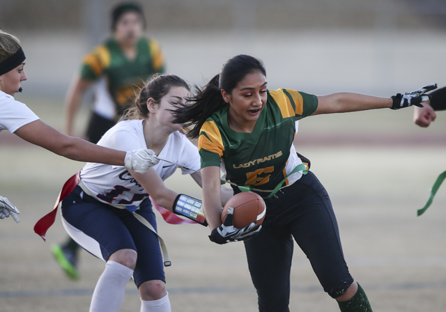 Rancho’s Christina Parada (6) is tagged out by Coronado’s Shawna Slater (3), far ...