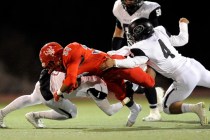 Palo Verde defensive back Graeson Vereen (1) and Palo Verde defensive back Darrion Finn (4) ...