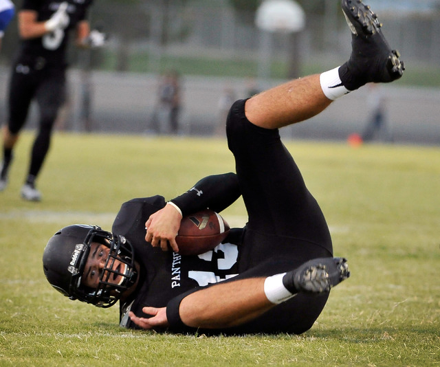 Palo Verde’s Jordan Bruner makes a reception against Green Valley on Friday. (Photo by ...