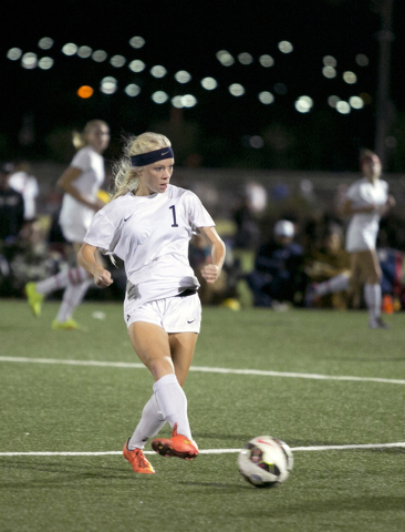 Coronado’s Carli Young kicks the ball during Friday during the Division I state semifi ...