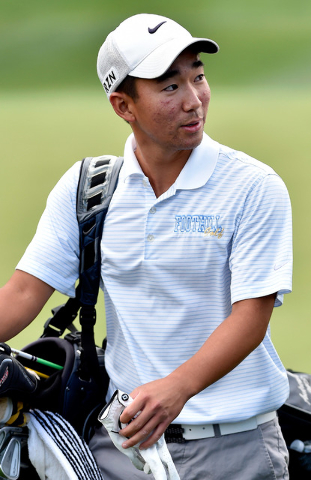 Foothill High School senior golfer Andrew Chu looks on during a practice session at Dragon R ...