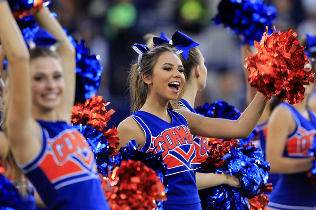 Bishop Gorman perform during the Gales game against St. John Bosco Friday, Sept. 26, 2014 at ...