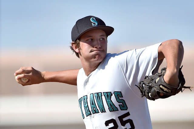 Silverado pitcher Jordan Thomson delivers the ball against Coronado during a first round gam ...