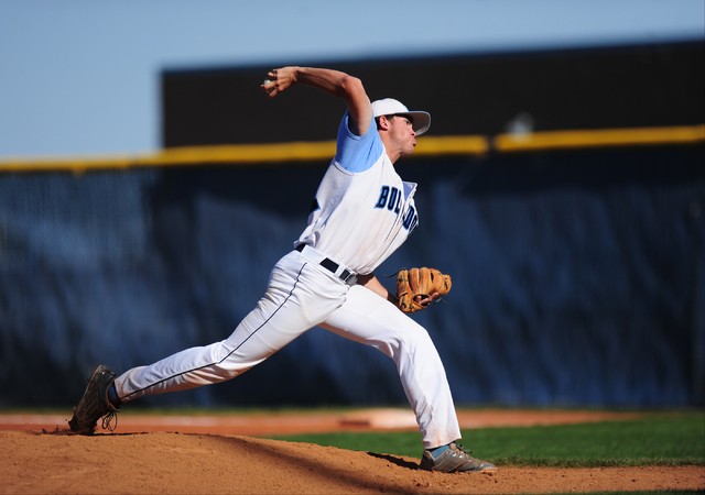 Centennial starting pitcher Kyle Horton delivers Shadow Ridge in the fifth inning of their p ...