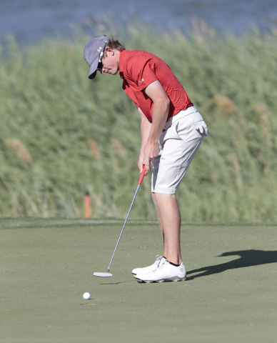 Arbor View High School’s Sam Dickey, puts on the green during final round of Division ...