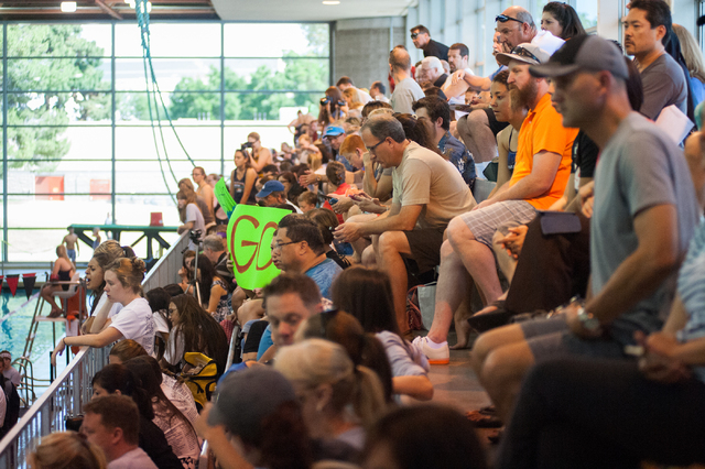 Fans watch the Sunset Region swim meet on Saturday at UNLV (Martin S. Fuentes/Las Vegas Revi ...