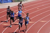 Teams from Centennial, right, Bishop Gorman, middle and Legacy are seen while competing in a ...