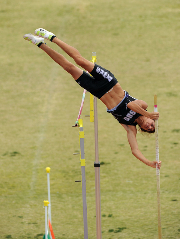 Micah Weber of Silverado clears 13 feet, 3 inches during the boy’s Sunrise Region pole ...