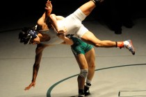 Green Valley’s Sean Cannon slams Liberty’s Michael Martinez to the mat during th ...