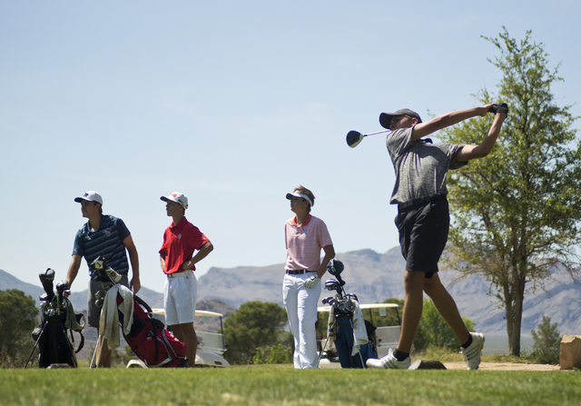 Palo Verde’s Cameron Meeks hits his ball during the Sunset Region boys golf tournament ...