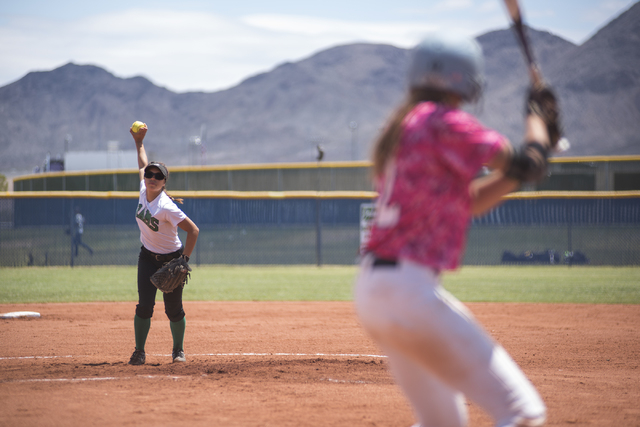 Rancho’s Katerina Anthony (27) pitches against Foothill during their Sunrise Regional ...