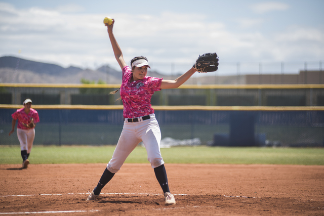 Foothill’s Sarah Penksa (14) pitches against Rancho during their Sunrise Regional fina ...