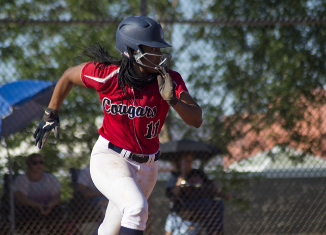 Coronado’s Jaiden Johnson (11) makes a run for first base during the Sunrise Region so ...