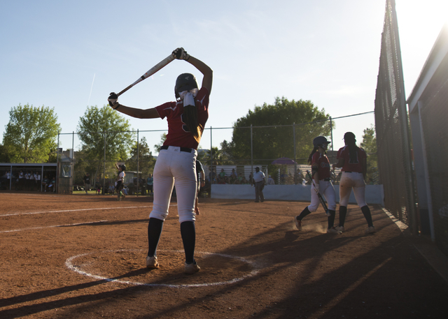 Coronado’s Basia Query (9) warms up during the Sunrise Region softball tournament fina ...