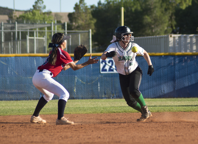 Rancho’s Gianna Carosone (66) runs for third base as Coronado’s Alessandra Elena ...