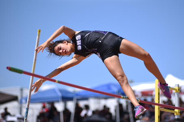 Silverado’s Francesca Locascio competes in the pole vault event during the Division I ...