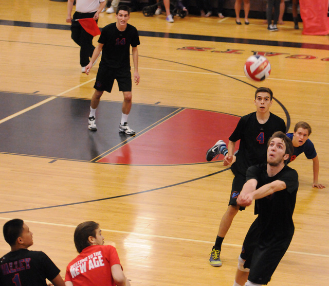 Valley’s Jack Heavey (17) saves the ball during the Sunrise Region boys volleyball cha ...