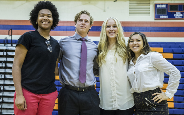 Bishop Gorman athletes Skylar Jackson, left, Jarrod Billig, Abbey Archambault and Leah Glase ...