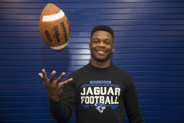 Desert Pines running back Isaiah Morris at Desert Pines High School on Wednesday, Jan. 25, 2 ...