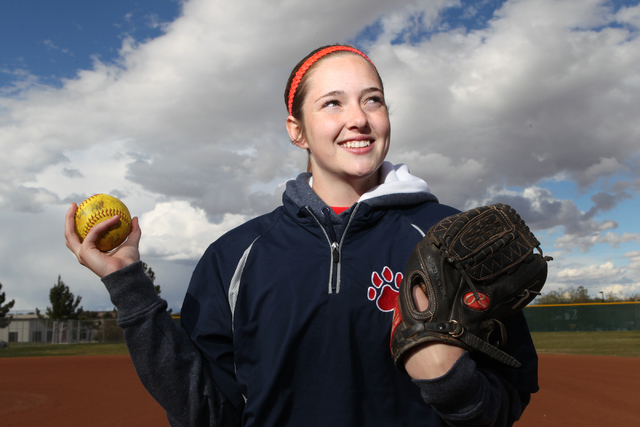 Sarah Pinkston, 16, pitcher for Coronado’s varsity softball team, poses for a portrait ...