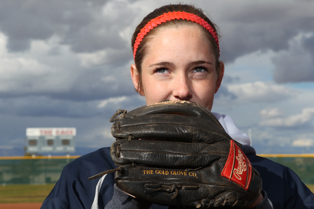 Sarah Pinkston, 16, pitcher for Coronado’s varsity softball team, poses for a portrait ...