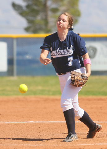 Centennial’s Jennifer Cerrone pitches against Palo Verde on Saturday. Cerrone picked u ...