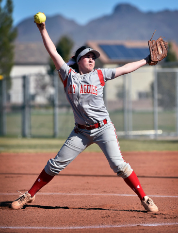 Arbor View pitcher Breanne Henricksen delivers a pitch against Liberty on Tuesday. Henrickse ...