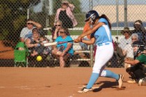 Centennial’s Savannah Horvath swings at a pitch against Palo Verde on Tuesday. Centenn ...