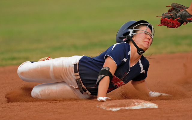 The helmet worn by Coronado base runner Dylan Underwood nearly flies off after Underwood was ...