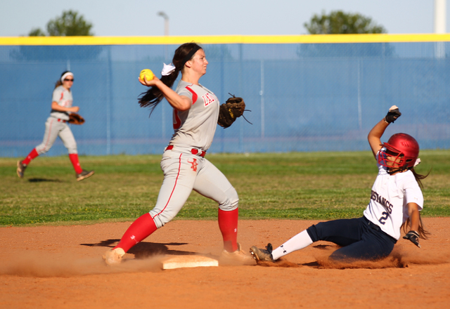 Arbor View’s Kellie Anderson forces out Shadow Ridge’s Taylor Velarde at second ...