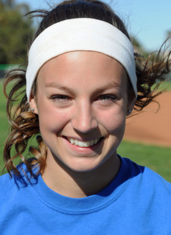 Green Valley girls softball center fielder Maggie Manwarren poses for a photo during a recen ...