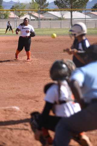 Chaparral’s Losi Brown pitches against Cheyenne during Saturday’s game at Cheyen ...