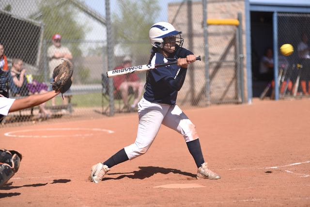 Cheyenne’s Arleth Estrada (10) swings at a pitch during Saturday’s home game aga ...