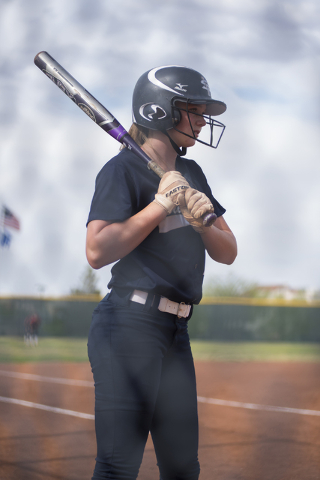 Spring Valley’s Michaela Hood (7) waits for her at bat against Coronado during their s ...