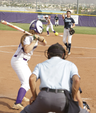 Foothill pitcher Sarah Penksa delivers the pitch against Silverado’s Alexa Ostolaza du ...