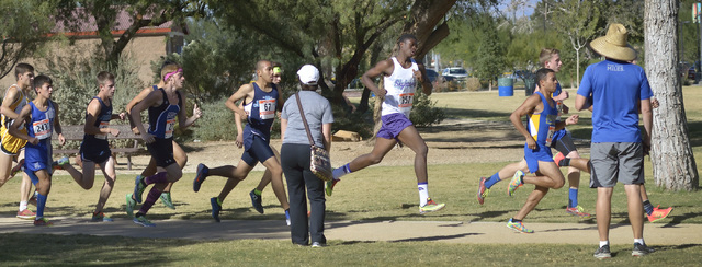 Runners compete in the Division I boys state cross country meet at Sunset Park on Saturday. ...