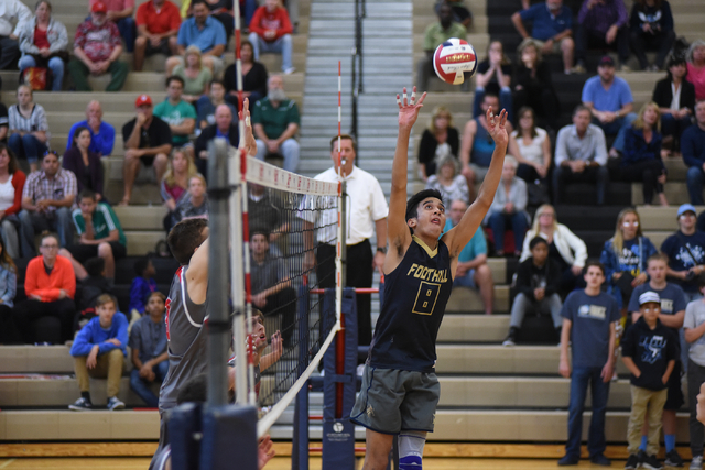 Foothill’s Shilo Chow (8) sets the ball against Arbor View during their Division I sta ...