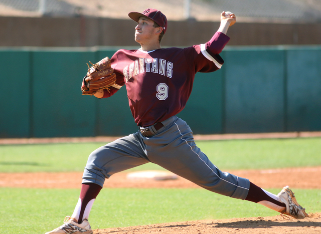 Cimarron Memorial’s Tyler Giovinco pitches during a Sunset Region baseball second-roun ...