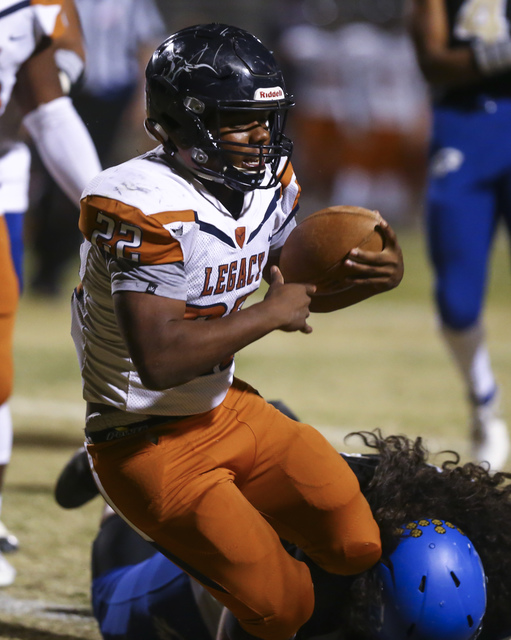 Legacy’s Samuel Turner (22) scores a touchdown against Sierra Vista during a Sunset Re ...